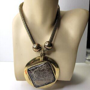 Vintage Chunky Choker Gold Tone Pendant Choker Bib Necklace